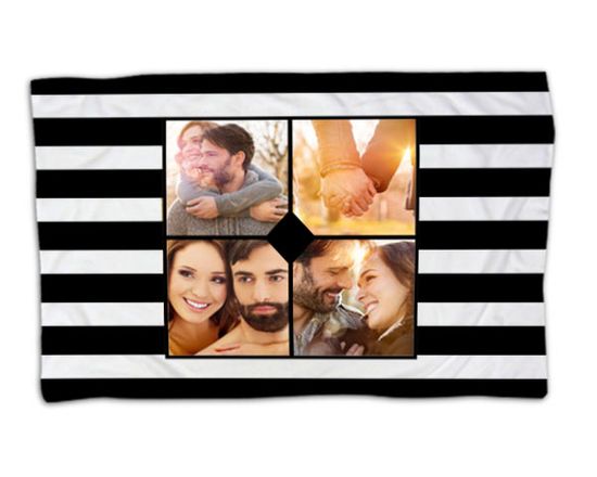 La coperta in pile dalla grafica bianca e nera