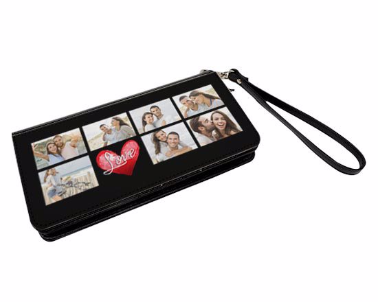 Portafoglio in ecopelle da donna personalizzato con grafica cuore 6 riquadri collage