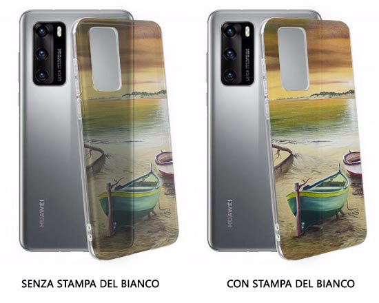 cover per huawei p40 con e senza stampa del bianco