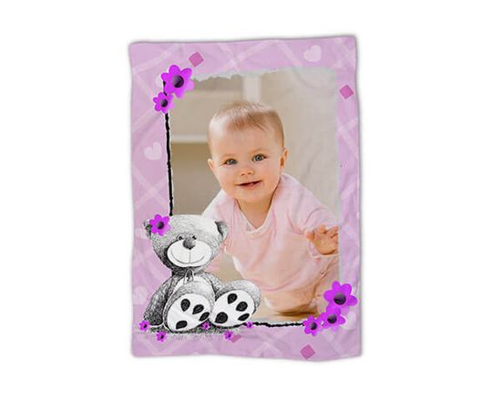 coperta personalizzata con orsetto rosa