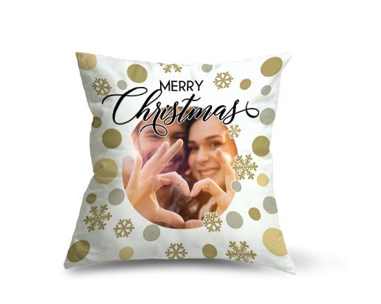 Cuscino con grafica natalizia oro e grigia