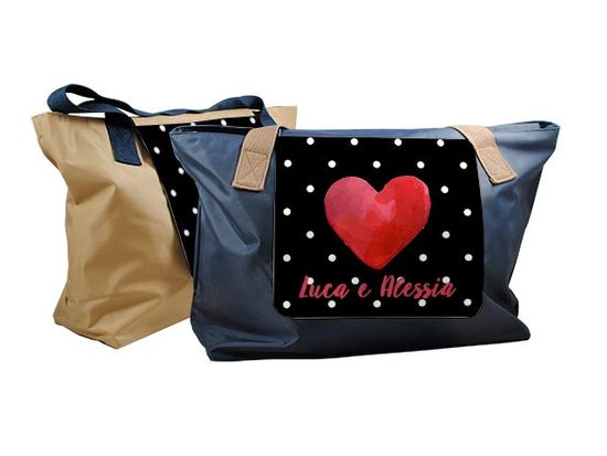 Borsa fashion Cuore con Pois bianchi