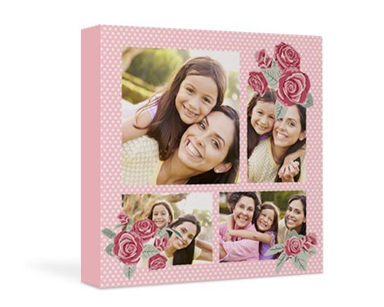 Scegli questa tela con piccole rose e sfondo a pois