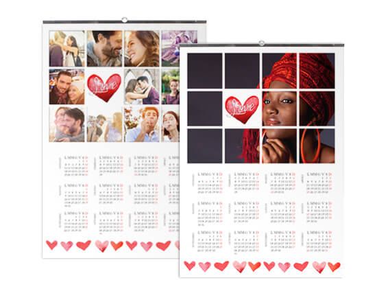Calendario A4 pag singola con impostazione collage e cuori
