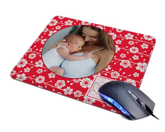 Mousepad in pelle con fiori bianchi