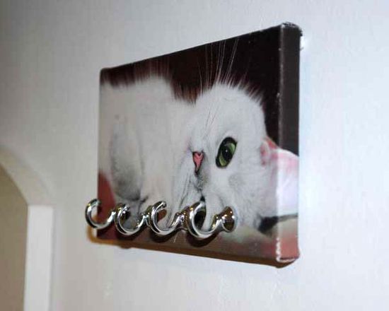 appendichiavi da parete in tela e ganci in metallo. Superficie personalizzabile con le tue foto immagini e testi