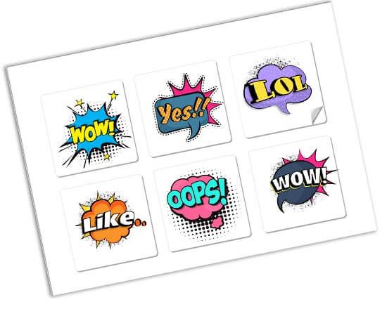 Adesivi personalizzati con vignette pop-art