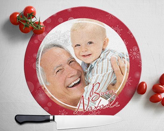 Tagliere rotondo in vetro Red Christmas