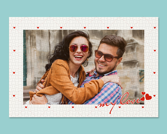 Puzzle formato maxi personalizzato con foto e grafica love
