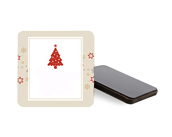 Calamita quadrata in legno Fantasia di Natale