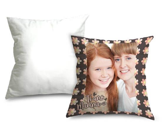 Cuscino con fiorellini e retro bianco