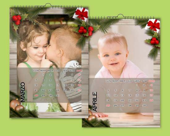 Calendari personalizzati 12 pagine con grafica di Natale
