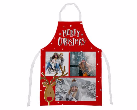 grembiule personalizzato con stampa delle tue foto e grafica natalizia