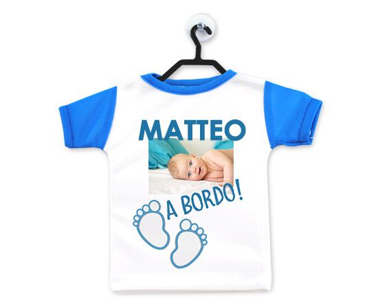 Mini t-shirt con impronte celesti