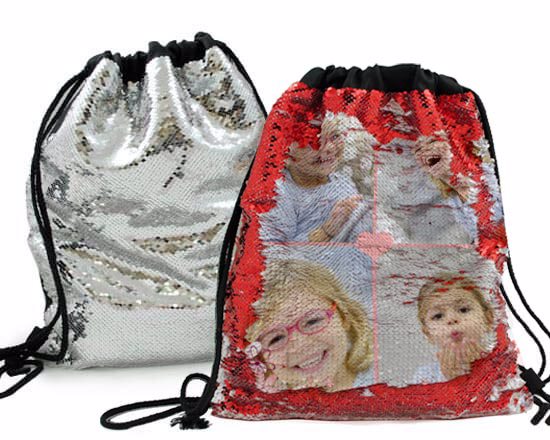 Scegli il colore dello zainetto con paillettes reversibili - disponibile rosso o argento