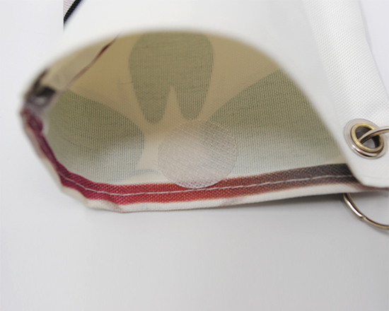 chiusura in velcro per porta mascherina in tessuto personalizzato