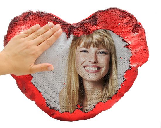 stampa foto su cuscino a cuore