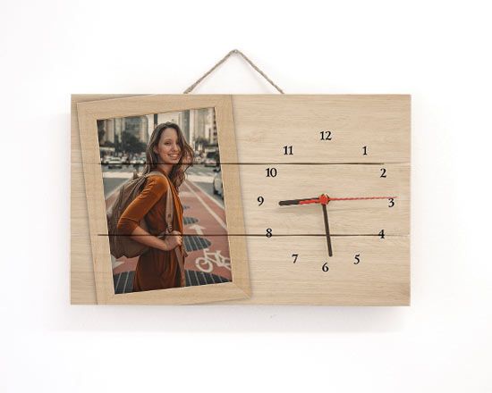 Orologio su listelli in Legno Frame con cordicella per appendere