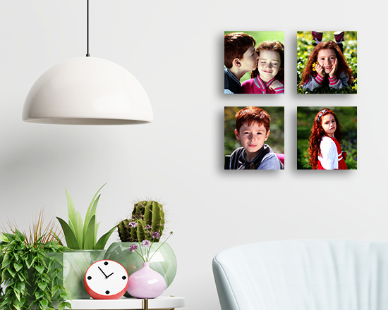 Immagine  ambientata con 4 stampe su legno