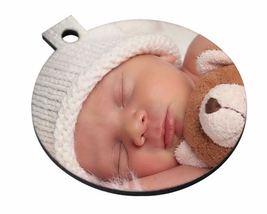 Pallina natalizia in legno personalizzata con foto bambino