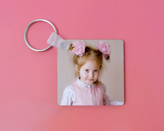 portachiavi personalizzato con foto, quadrato, in legno