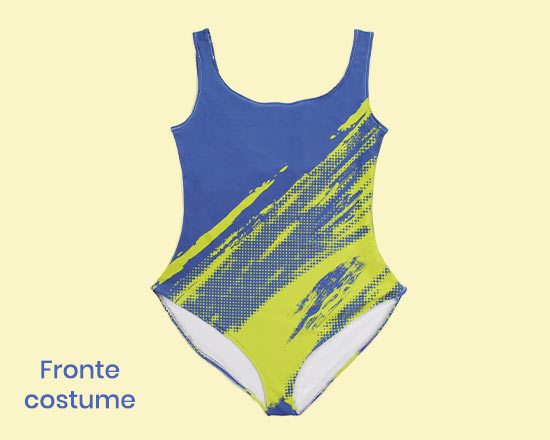 Fronte costume personalizzato con grafica sportiva taglia L