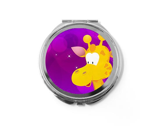 Specchietto tondo da borsa grafica Giraffa