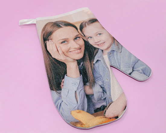 Guanto da forno in juta personalizzato