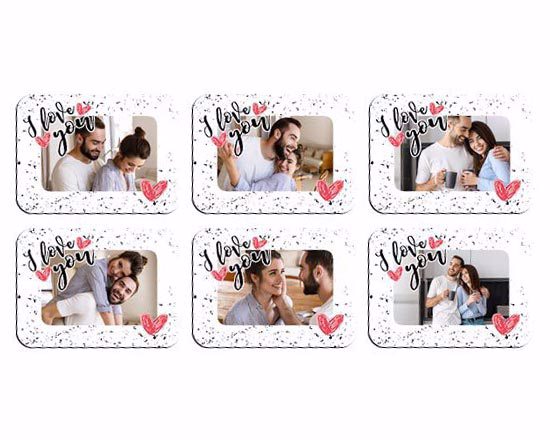 Calamita rettangolare con grafica i love you per San valentino - venduto in pack da 6