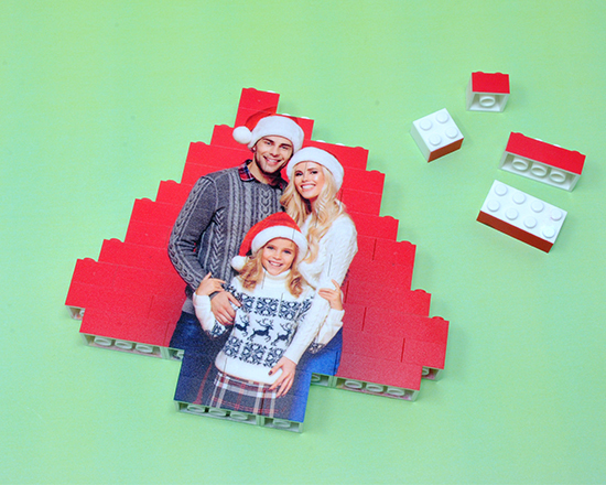 crea puzzle alberello in mattoncini con foto di famiglia