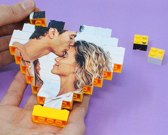 Stampa su puzzle mattoncini a forma di cuore le tue foto più belle