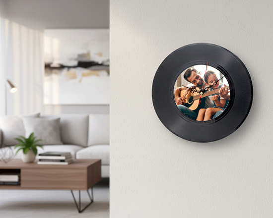 orologio da parete in vinile con stampa fotografica