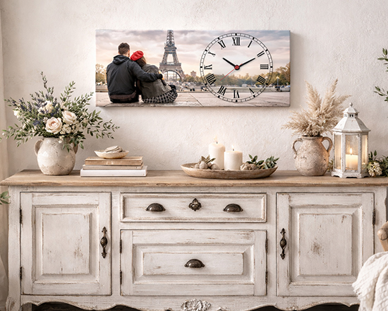 Orologio rettangolare su tela in stile provenzale