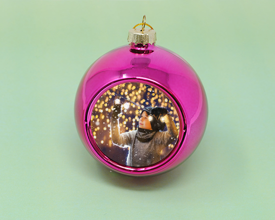 Palla di natale in vetro di colore fucsia