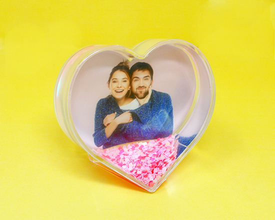 Palla di Neve Cuore personalizzata con le tue foto più belle