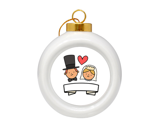 Pallina di Natale in ceramica bomboniera matrimonio sposi