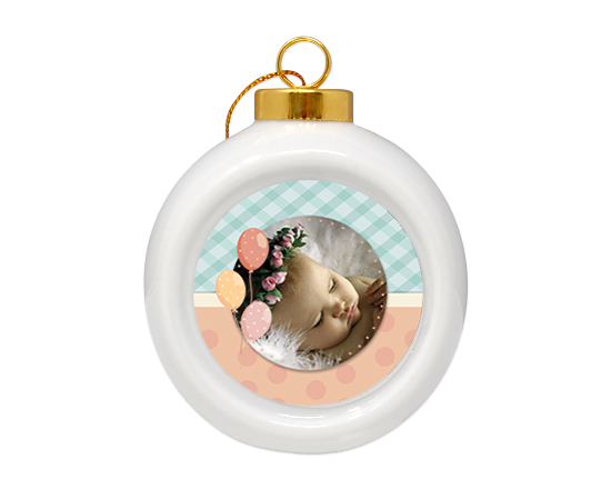 Pallina di Natale in ceramica bomboniera nascita Palloncini