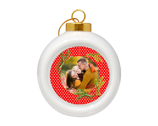 Pallina di Natale in ceramica Vischio