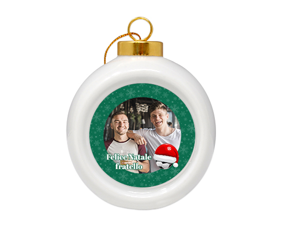 Pallina di Natale in ceramica Felice Natale fratello
