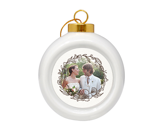 Pallina di Natale in ceramica Bomboniera Foglie stilizzate