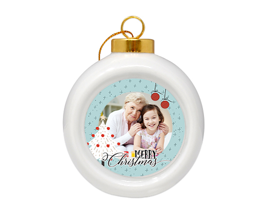 Pallina di Natale in ceramica Merry Christmas Alberello