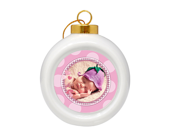 Pallina di Natale in ceramica Nascita rosa