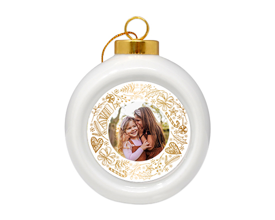 Palla di Natale in ceramica con decorazioni dorate