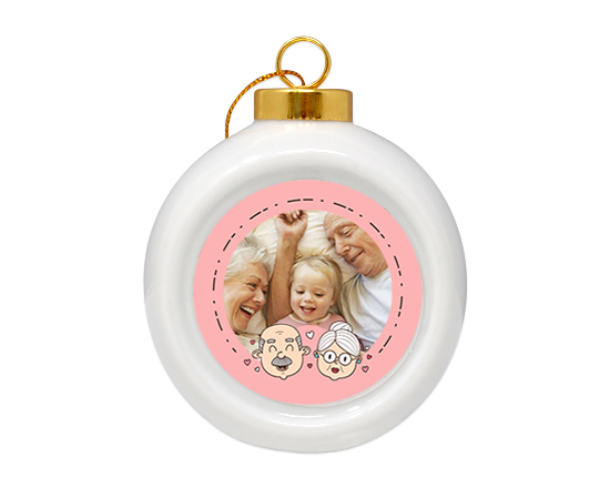 Pallina di Natale in ceramica Nonni e cuoricini