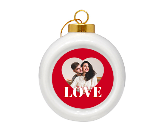 Pallina di Natale in ceramica scritta Love