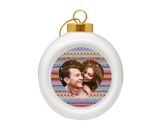 Pallina di Natale in ceramica Cuore multicolor