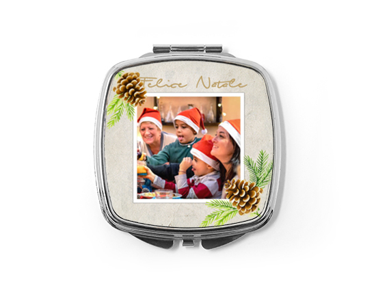 Pigne e ramoscelli natalizi per il tuo specchietto quadrato con foto