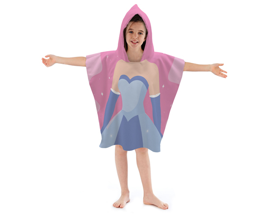 poncho per bambini con grafica principessa