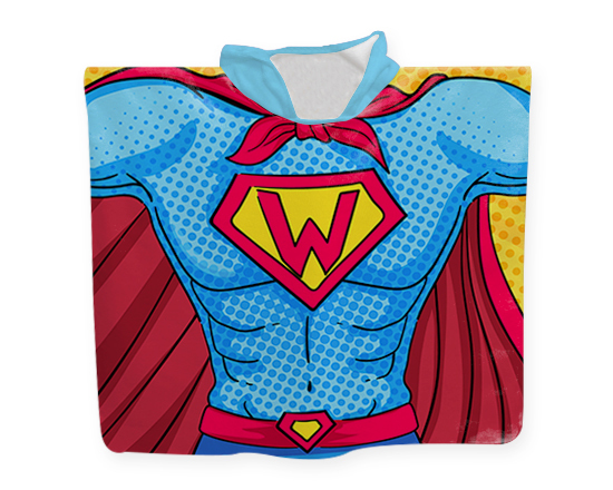 Poncho per bambini con grafica super eroe