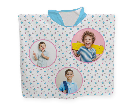 Puncho in spugna per bambini con 3 riquadri